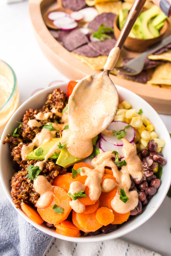 special sauce on quinoa bowls