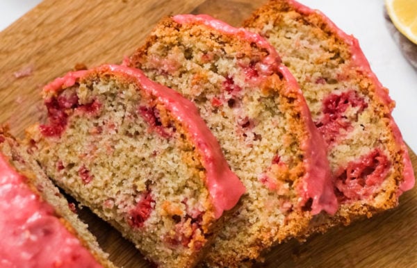 Raspberry bread slices