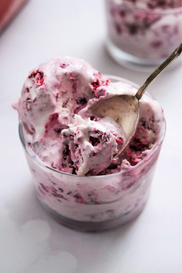 spoonful of cherry ice cream