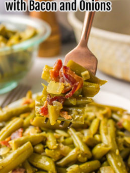 taking a bite of canned green beans