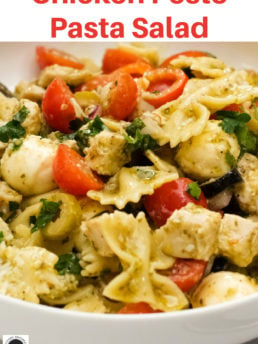 Chicken Pesto Pasta Salad with bowtie pasta