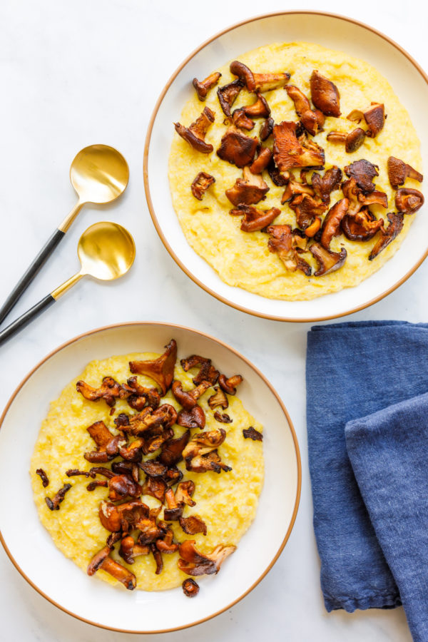 2 bowls of Mushroom Polenta with spoons