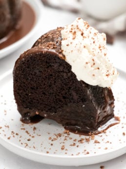 a slice of chocolate bundt cake