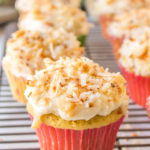 Pineapple Coconut Cupcakes with frosting