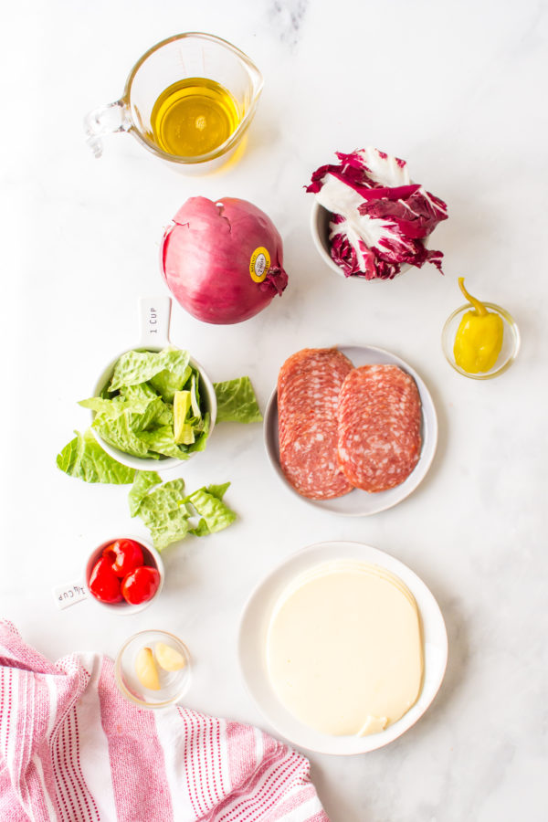 ingredients to make salami salad