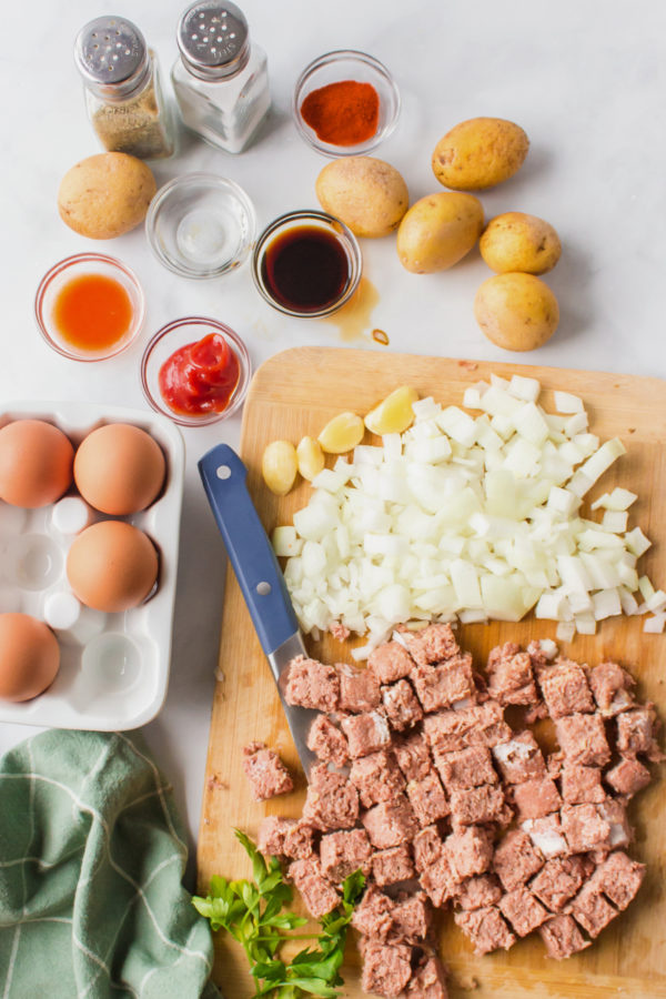 ingredients for Best Canned Corned  Beef Hash