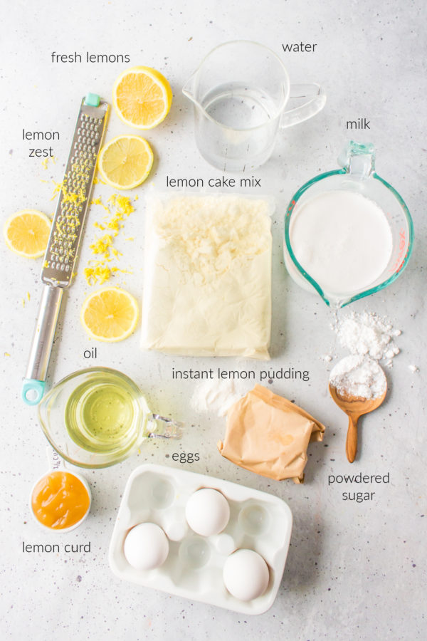 ingredients for Lemon Poke Cake