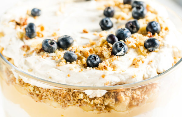 Banana Pudding Trifle with blueberries