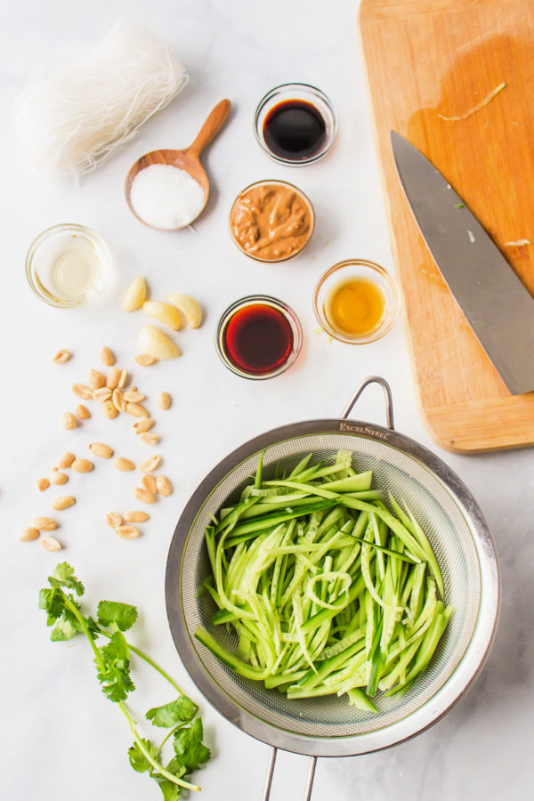 ingredients for Thai Cucumber & Cellophane Noodle Salad