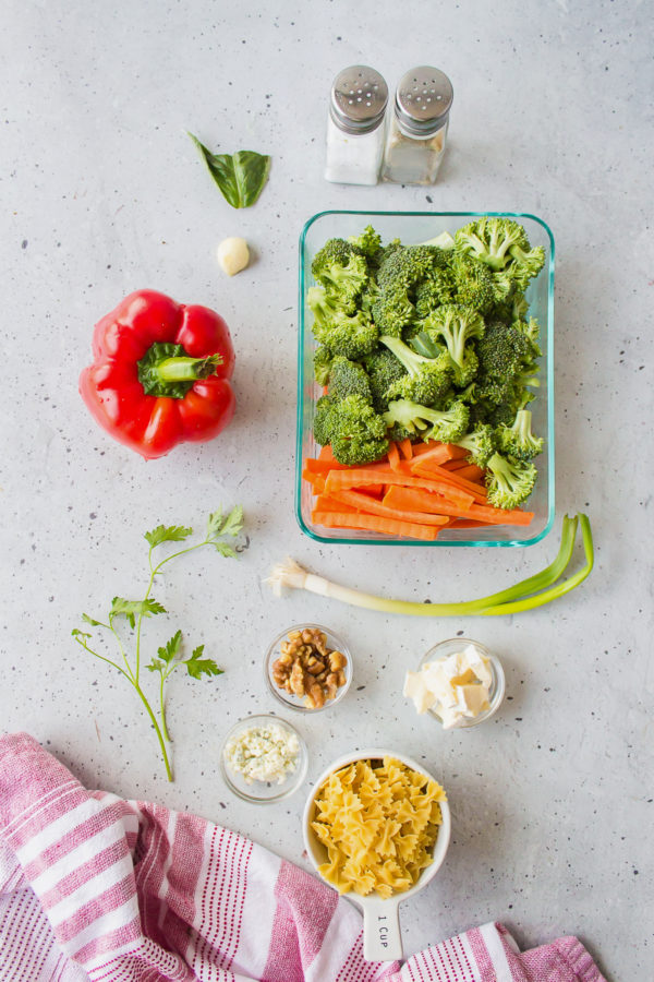 ingredients for warm pasta salad