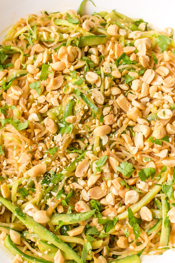 big bowl of Thai Cucumber & Noodle Salad