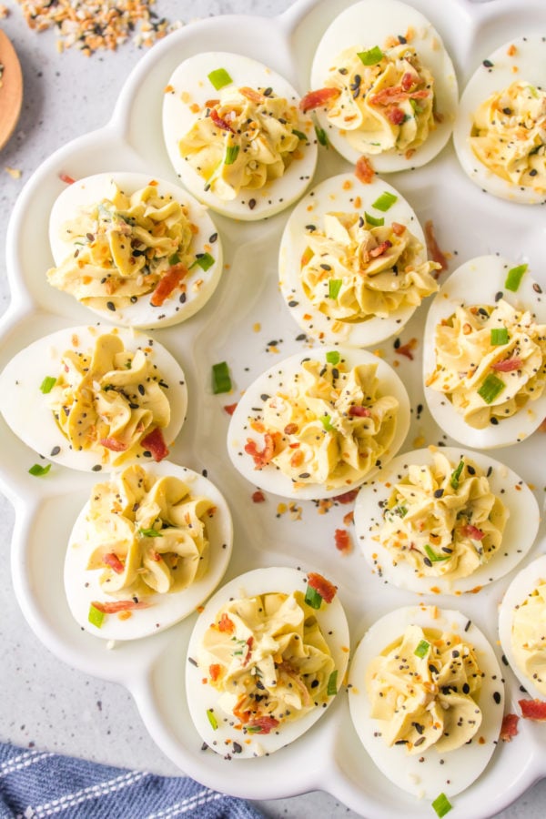 plate of deviled eggs