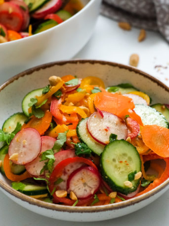 carrots and cucumbers in a salad