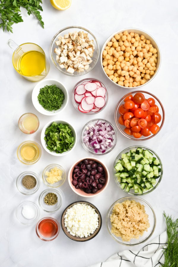 ingredients for chickpea quinoa salad