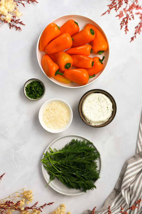 ingredients for Stuffed Mini Bell Pepper Carrots