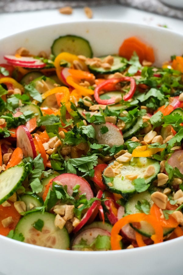 Thai Cucumber Carrot Salad with peanuts and herbs