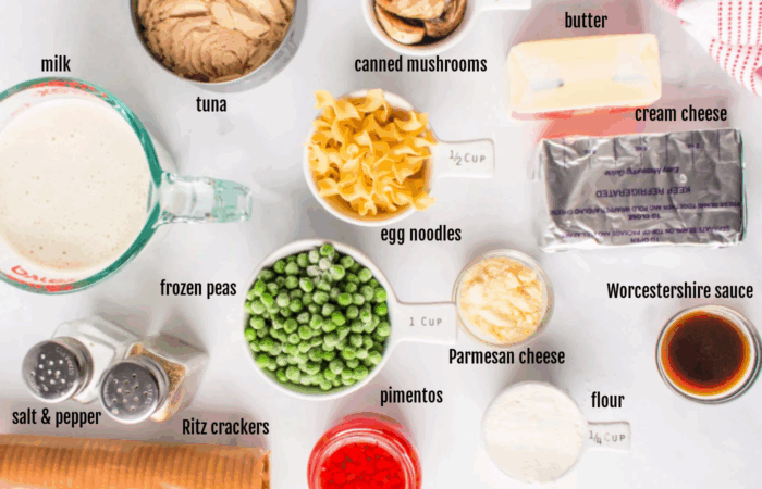 ingredients to make Old-Fashioned Tuna Noodle Casserole