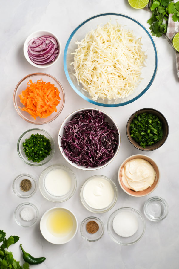 ingredients for Creamy Jalapeno Coleslaw