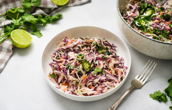 Creamy Jalapeno Coleslaw with cilantro