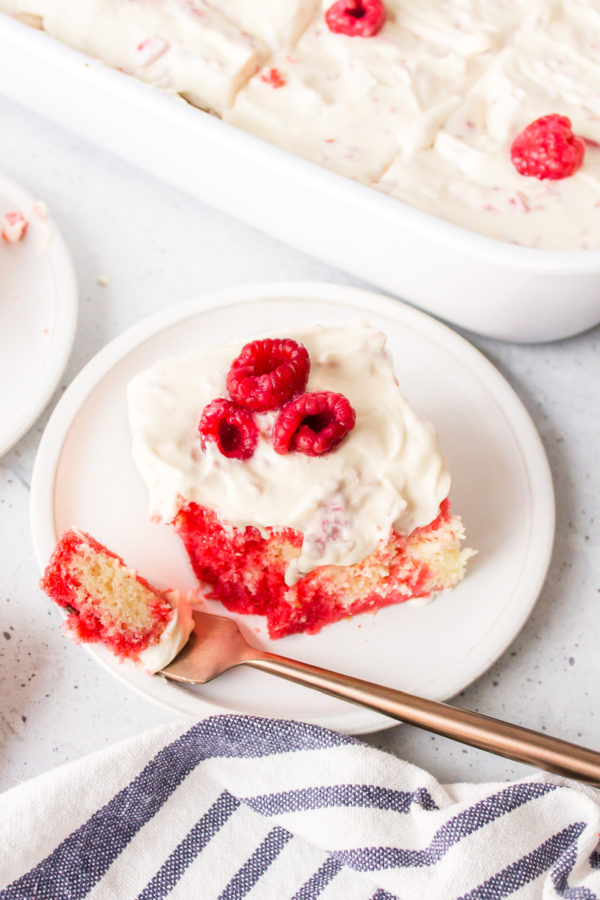 a serving of poke cake