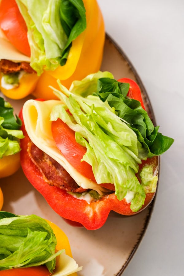 BLT Bell Pepper Sandwich with cheese and basil