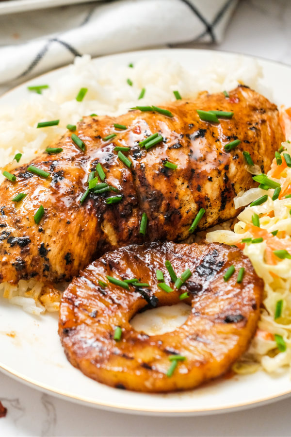 Hawaiian BBQ Chicken with grilled pineapple