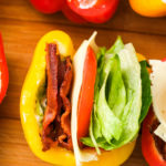 a gorgeous stuffed bell pepper with bacon