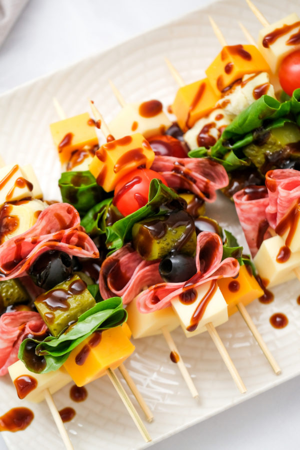 Meat and Cheese Individual Charcuterie Skewers Appetizers