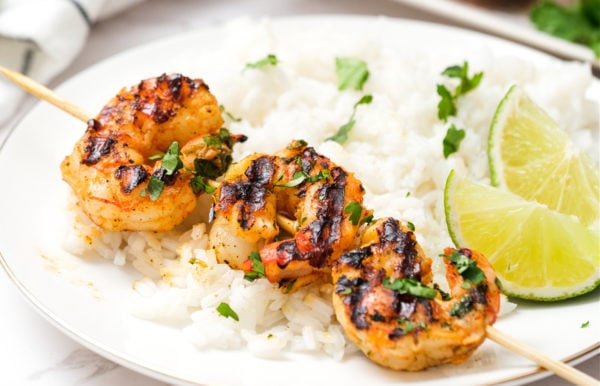 a Grilled Margarita Shrimp Skewer