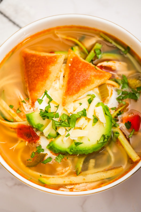 Keto Chicken Tortilla Soup - Delicious Little Bites