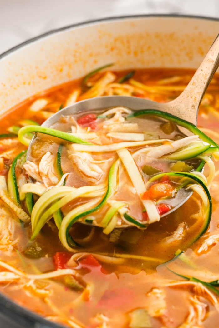 ladle of Keto Chicken Tortilla Soup