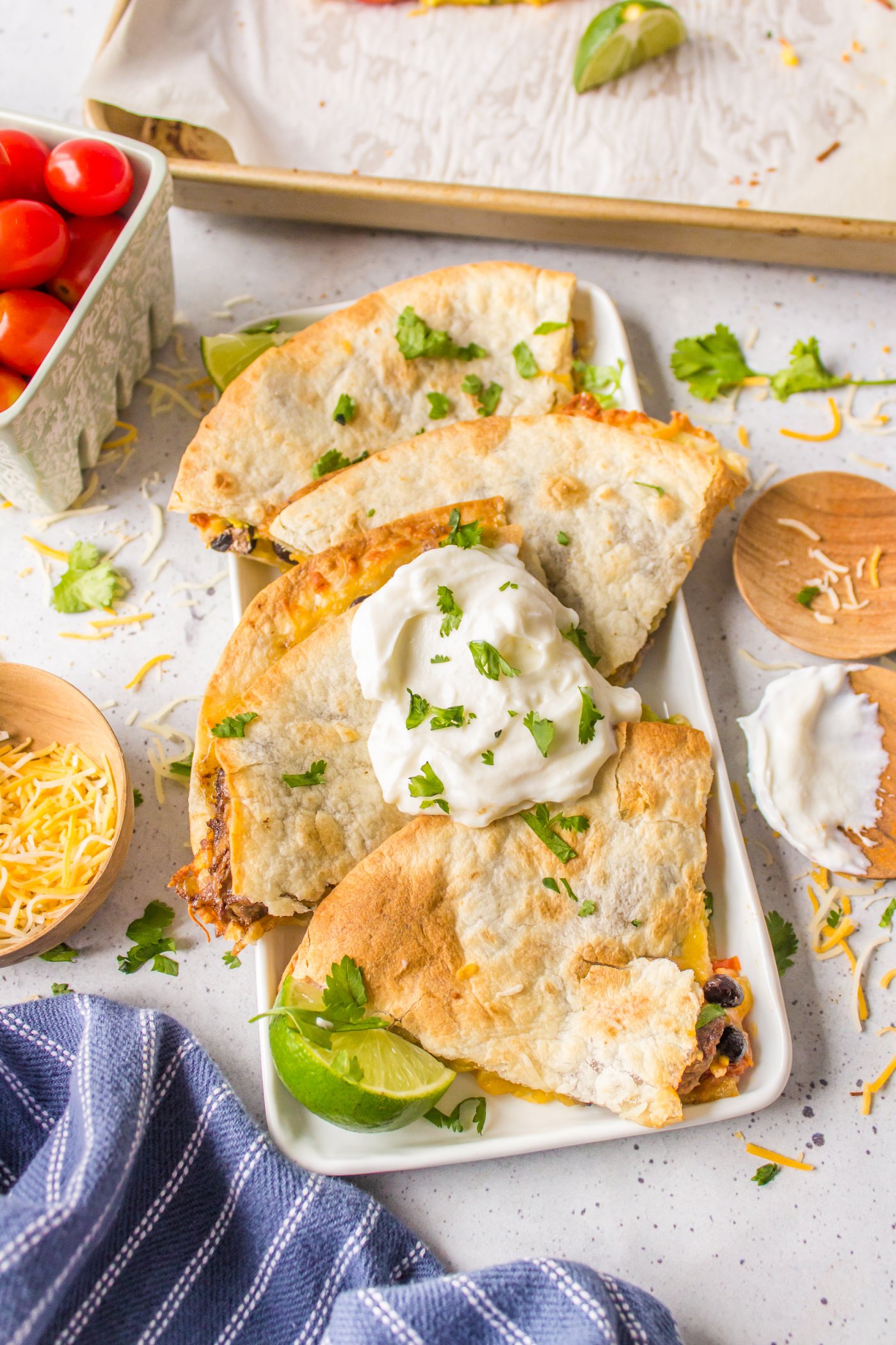 layered tortillas with steak