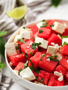 Watermelon Salad with Feta and basil