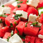 a bowl of Watermelon Basil Salad