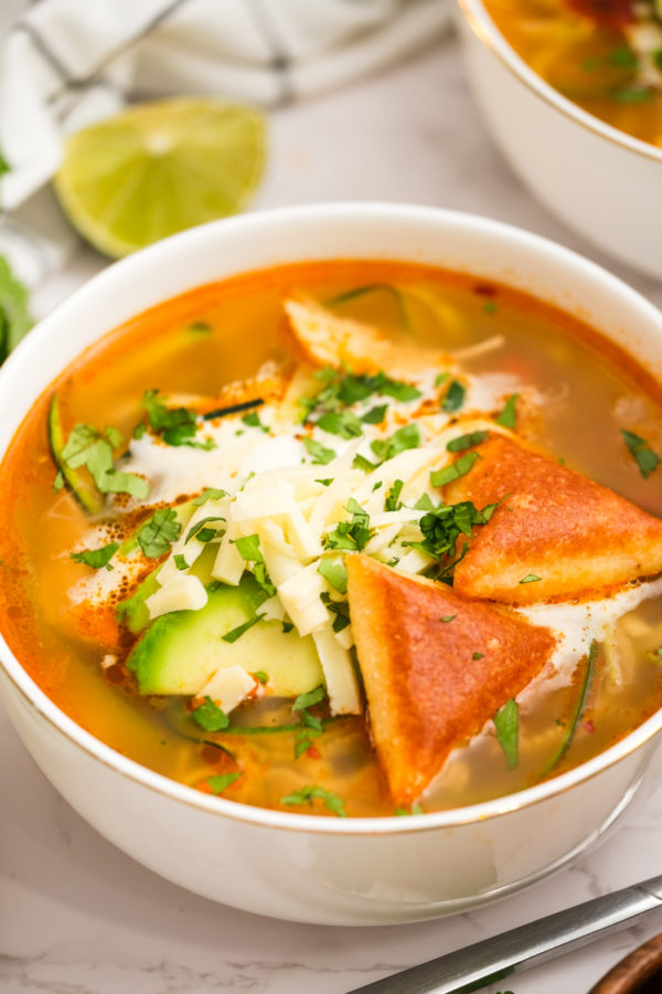 Keto Chicken Tortilla Soup - Delicious Little Bites