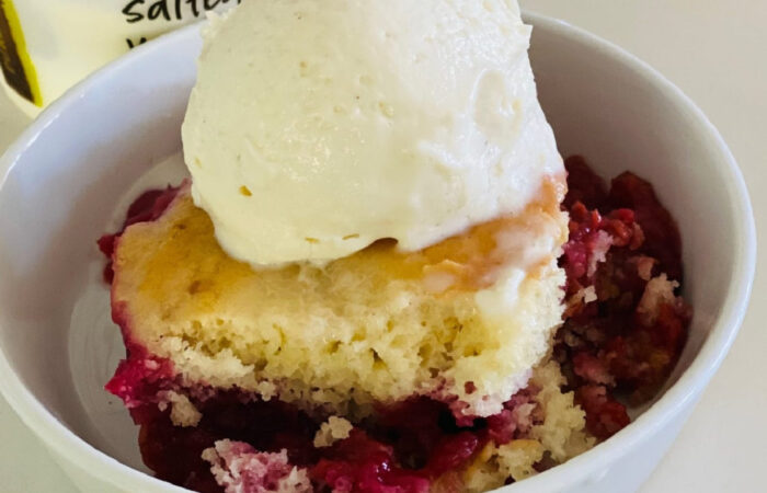 Raspberry Cobbler with gelato