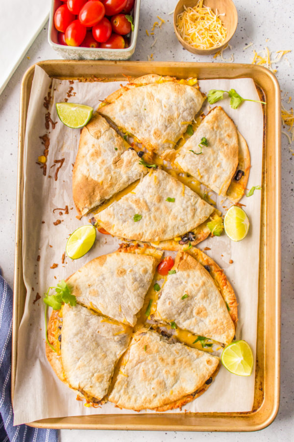 a pan of Steak Quesadillas