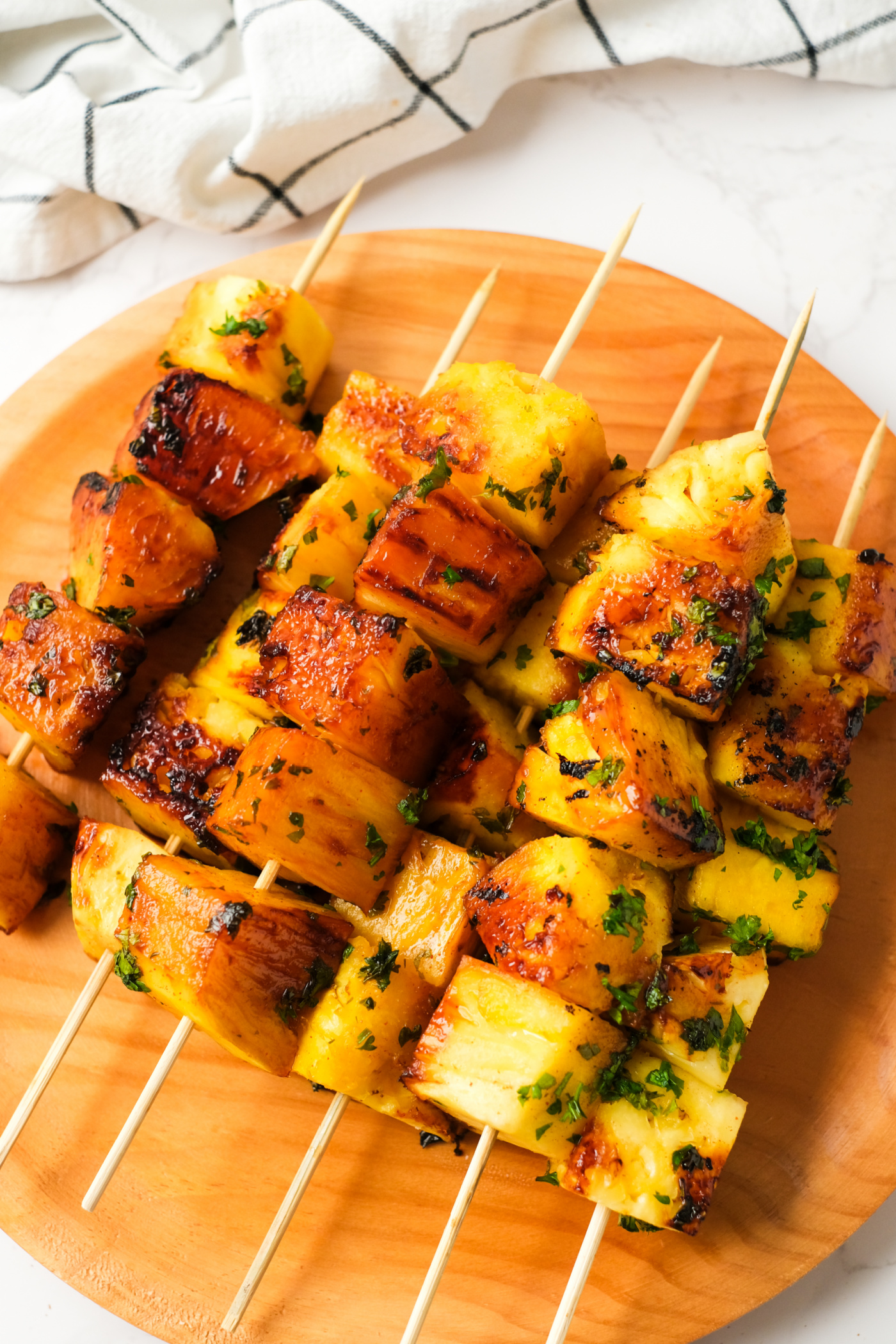 plate of Grilled Tequila-Pineapple Skewers