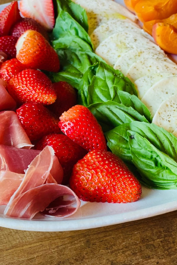 strawberries and basil and cheese