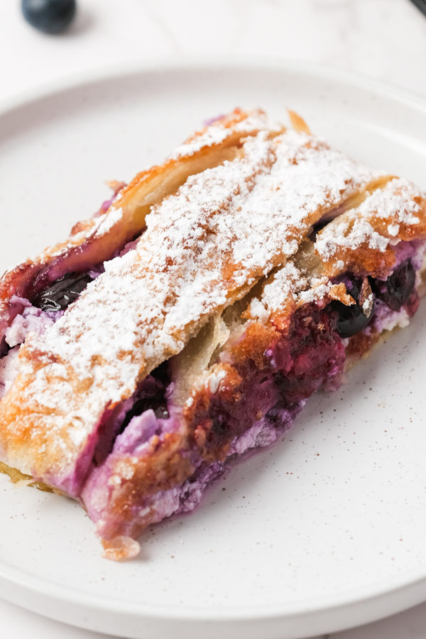 a serving of gooey Blueberry Strudel