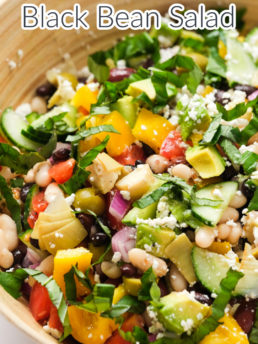 fresh veggies on a Mediterranean Salad