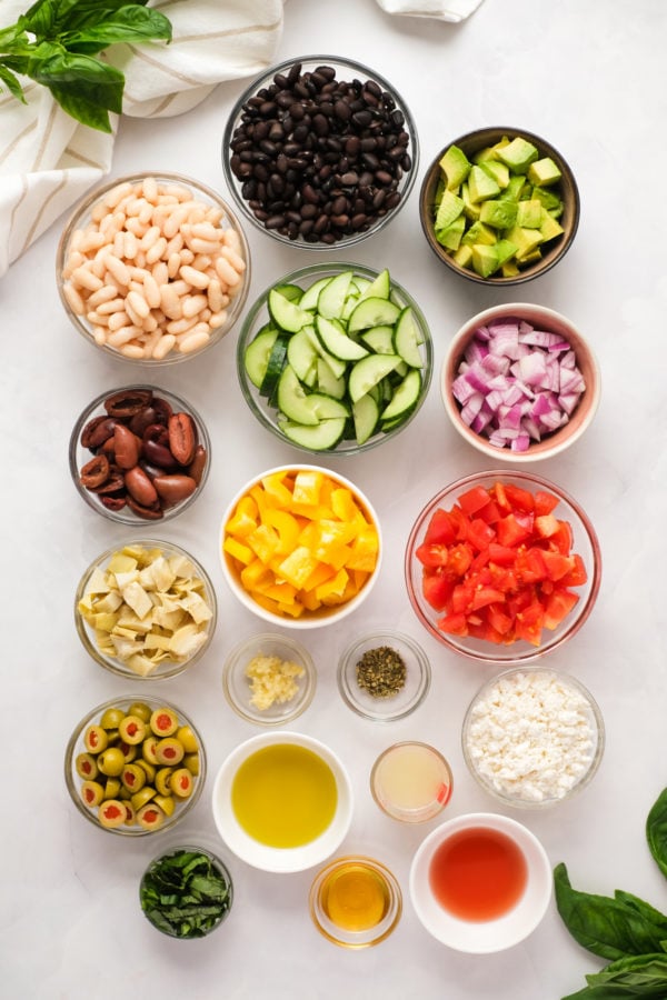 ingredients for Mediterranean Black Bean Salad