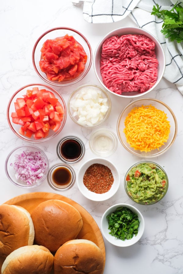 ingredients for Taco Sloppy Joes