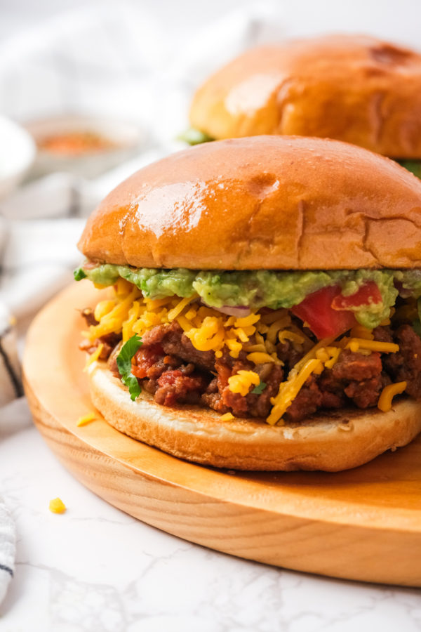 a taco burger with guac