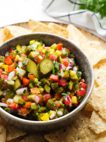 Pickle de Gallo with tortilla chips