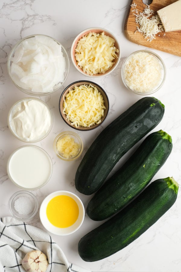 zucchinis and ingredients