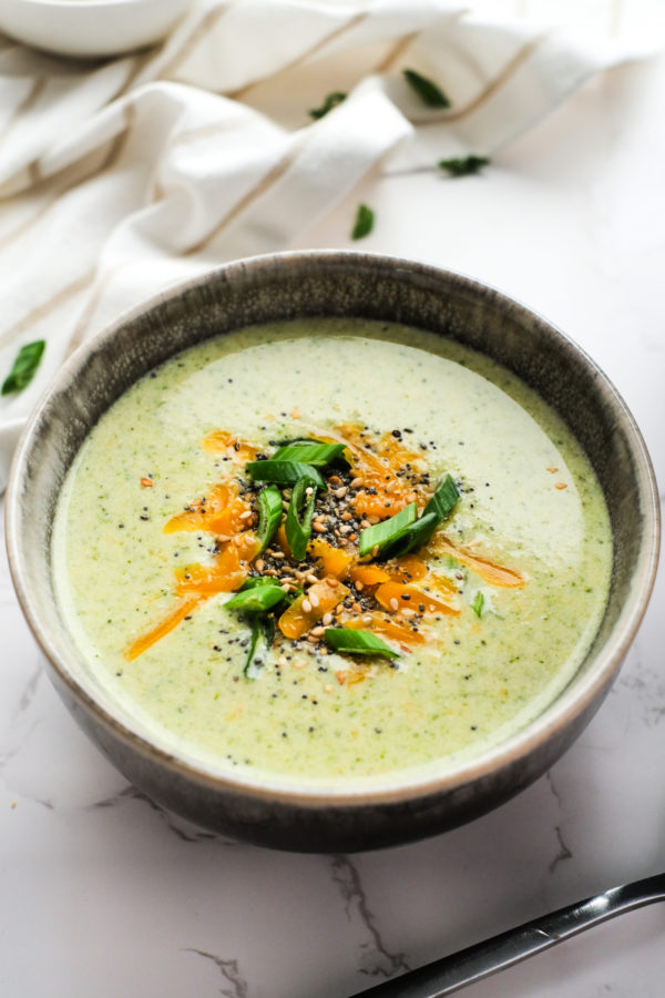 a bowl of Gluten-Free Broccoli Cheddar Soup