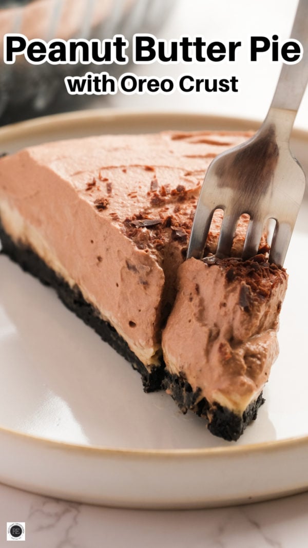 taking a bite of peanut butter pie