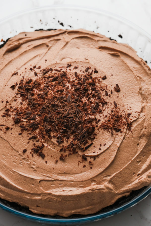 pie with chocolate shavings