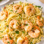 large shrimp with pasta dish